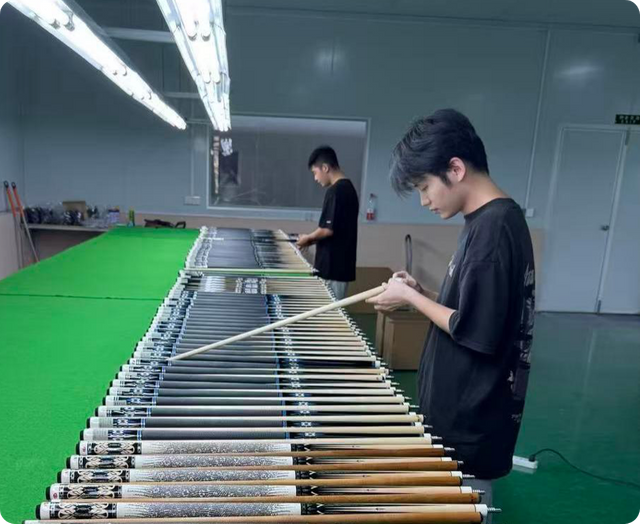 pool cues gameplay in professional billiard room